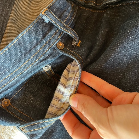 Men's The Stronghold Selvedge Slim Straight Leg Jeans with Spice Stitching 32" - Picture 9 of 10